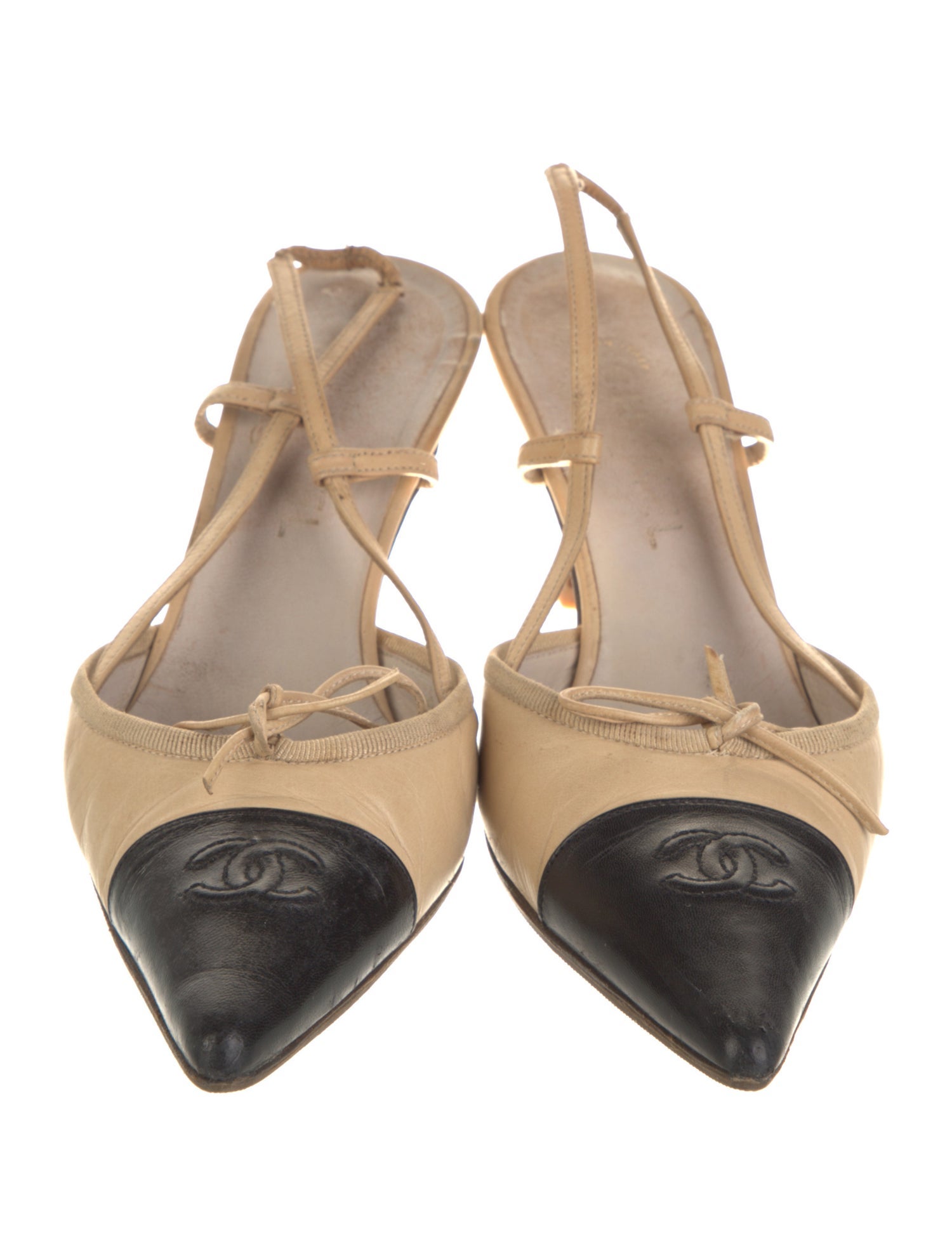 Chanel Vintage Interlocking CC Logo Slingback Pumps